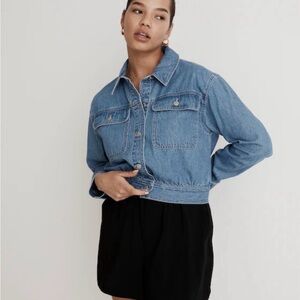 Madewell Medium Blue Cropped Denim Jacket